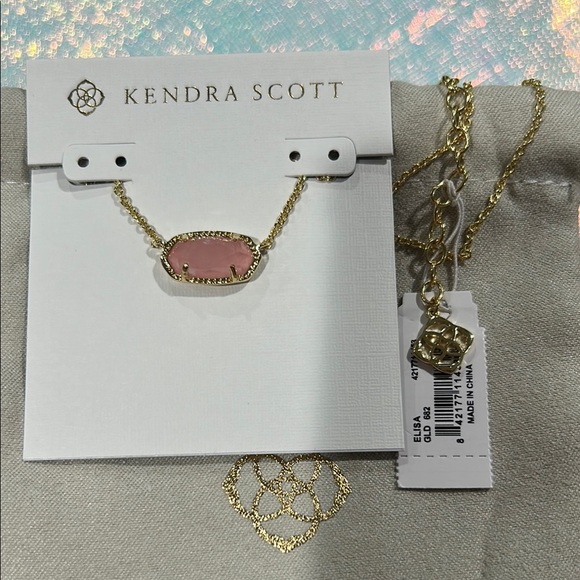 Kendra Scott Pink Stone Gold Necklace - Picture 2 of 2